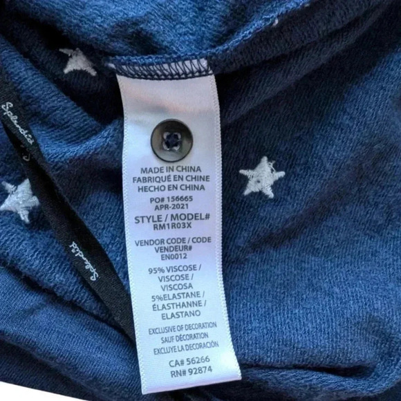 Splendid Romper Navy Silver Embroidered Stars Shorts Elastic Waist Women's Large - Picture 11 of 16